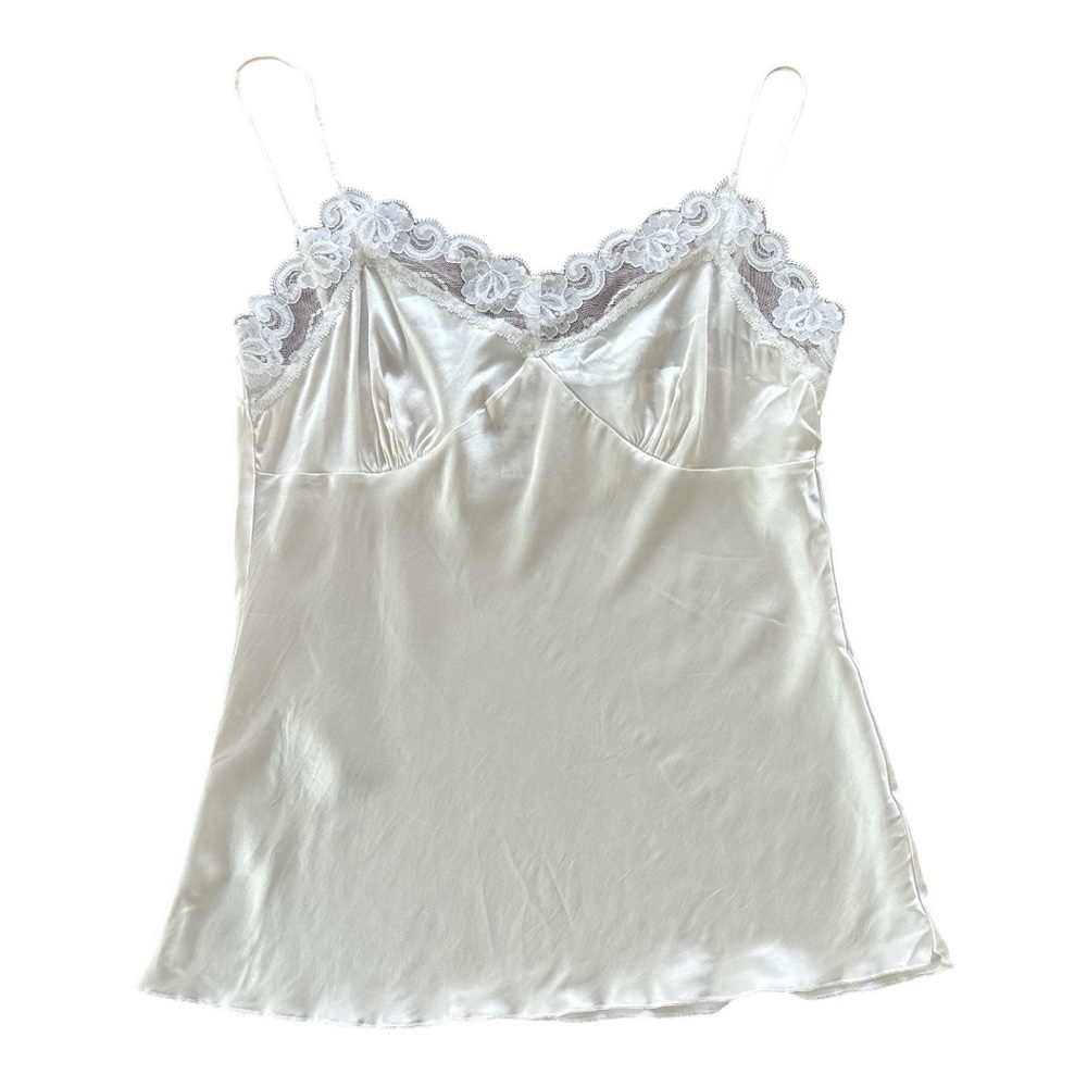 Trina Turk - Ivory Silk Lace-Trim Camisole